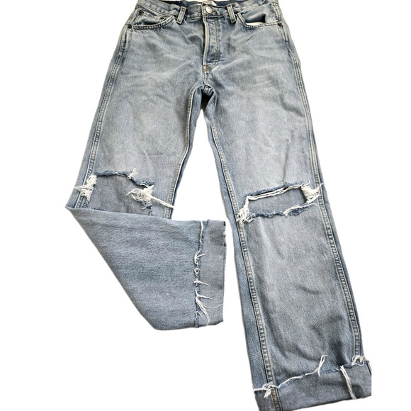 RE/DONE Jeans 28 Womens 90s High Rise Loose Fit Ripped Knee Denim - Picture 1 of 15